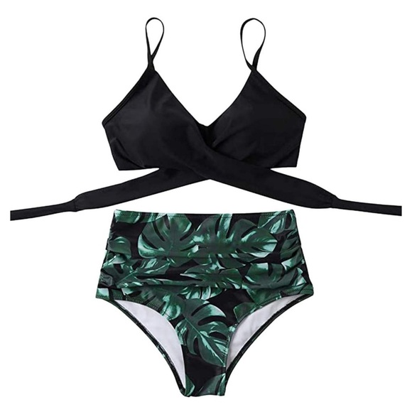 Women Cross‎ Wrap Halter Bikini Set High Waisted Push Up Two Piece Swimsuits - Picture 4 of 6